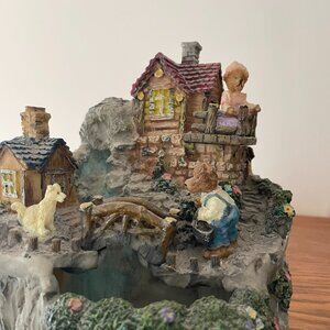 Decorative Battery Operated Waterfall.  Cute Bear dog figurines.